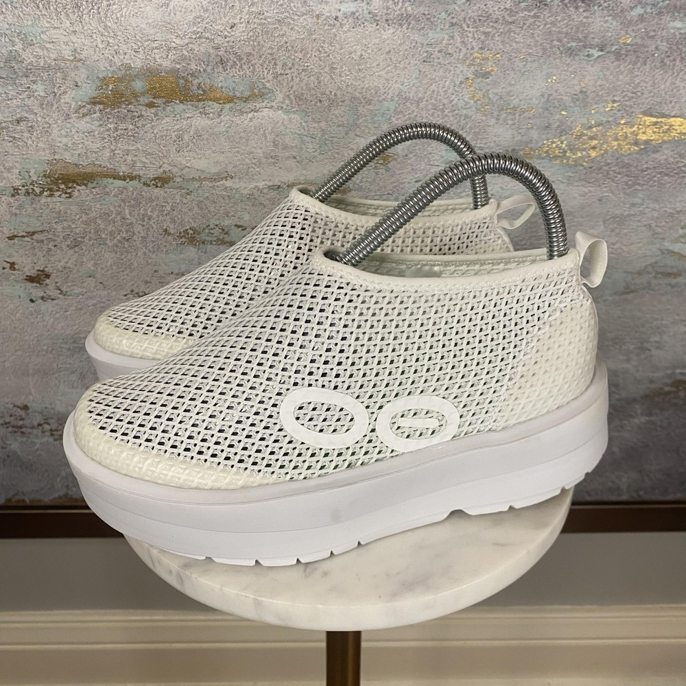 OOFOS Shoes Womens Size 7 White Mesh Platform Slip On Walking Comfort Sneakers